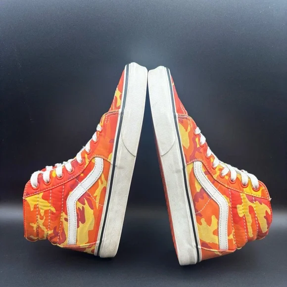 Vans Orange and yellow camouflage high-top sneakers, Men’s Size 7.5, Women’s 9 - Picture 5 of 12